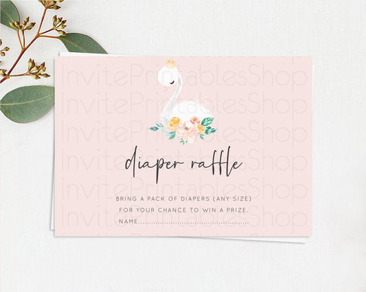 Editable Swan Diaper Raffle Card Swan Princess Ballet Diaper Raffle Insert E