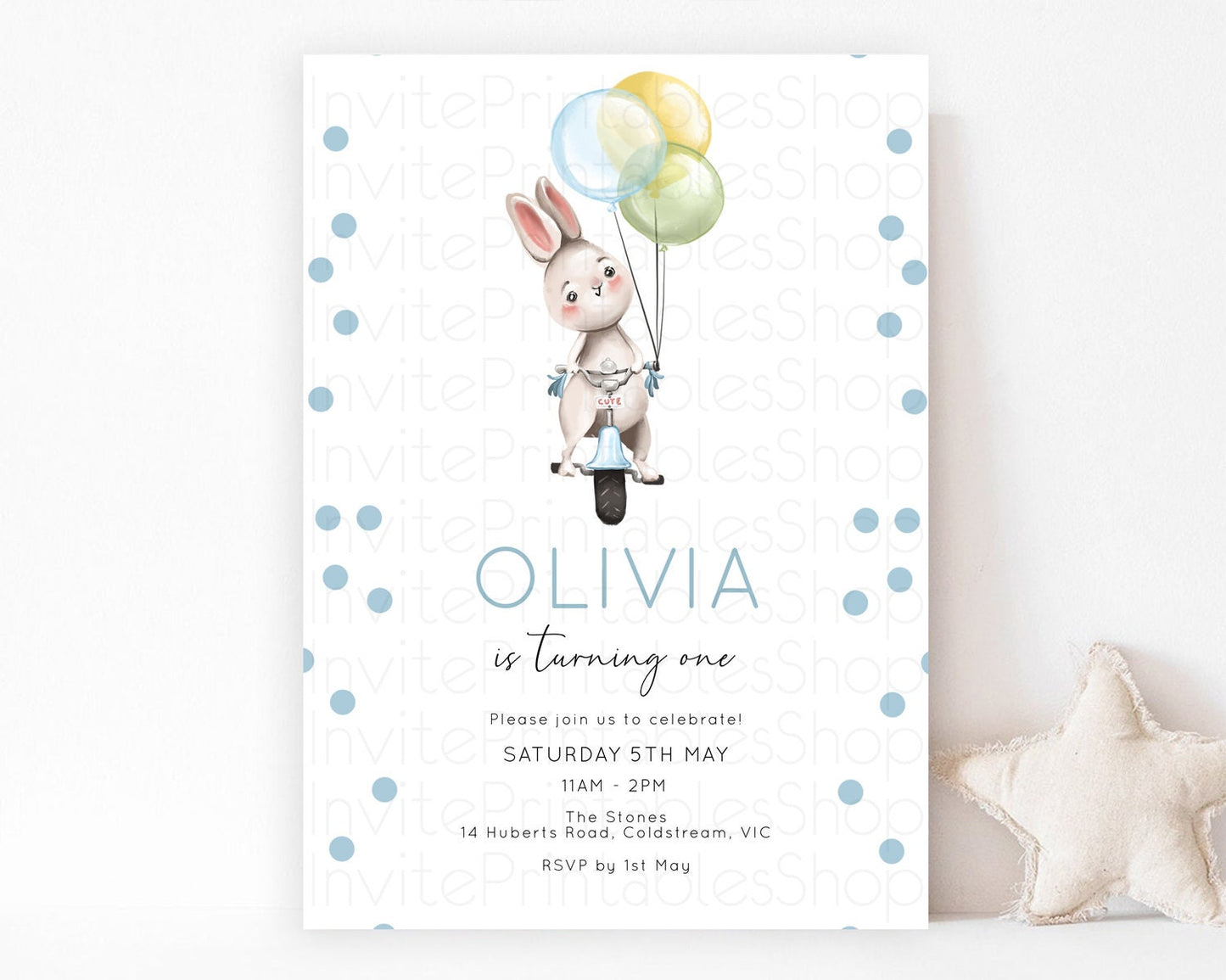 Bunny Birthday Invitation Pastel Bunny Invitation Bunny Balloon Invites Pastel Confetti Balloon Bunny Invites 2nd 1st First Birthday D10783