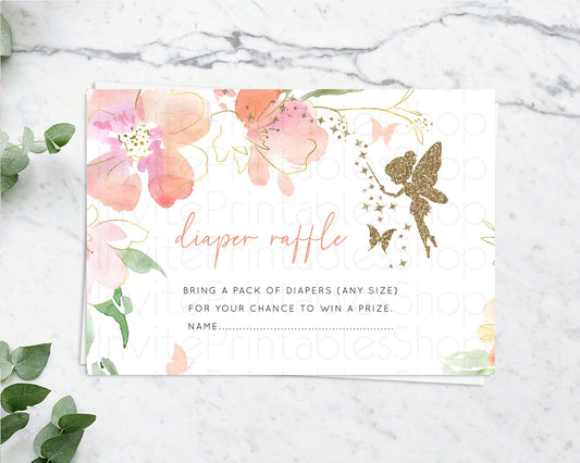 Fairy Diaper Raffle Card Fairy Diaper Insert Enchanted Garden Fairy Diaper Ticket Pastel Floral Butterfly Secret Garden Raffle Game D10934