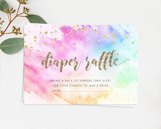 Editable Pastel Diaper Raffle Card Pastel Rainbow Diaper Raffle Insert Color