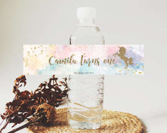 Editable Unicorn Rainbow Water Label Unicorn Unicorn Party Decor Magical uni