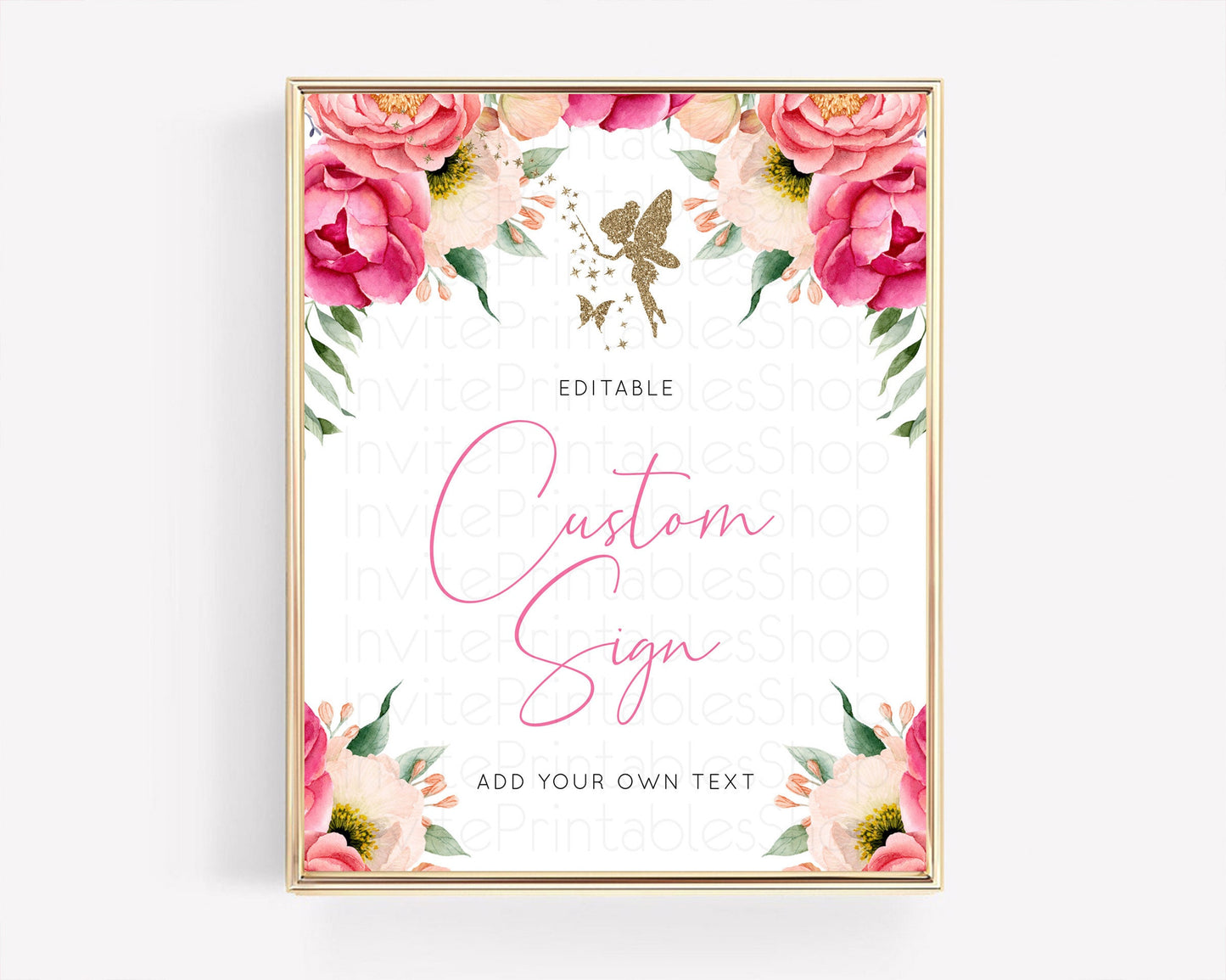 Fairy Sign Enchanted Garden Table Sign Décor Pastel Floral Butterfly Party Secret Garden Birthday Baptism Baby Shower Bridal Shower D10883