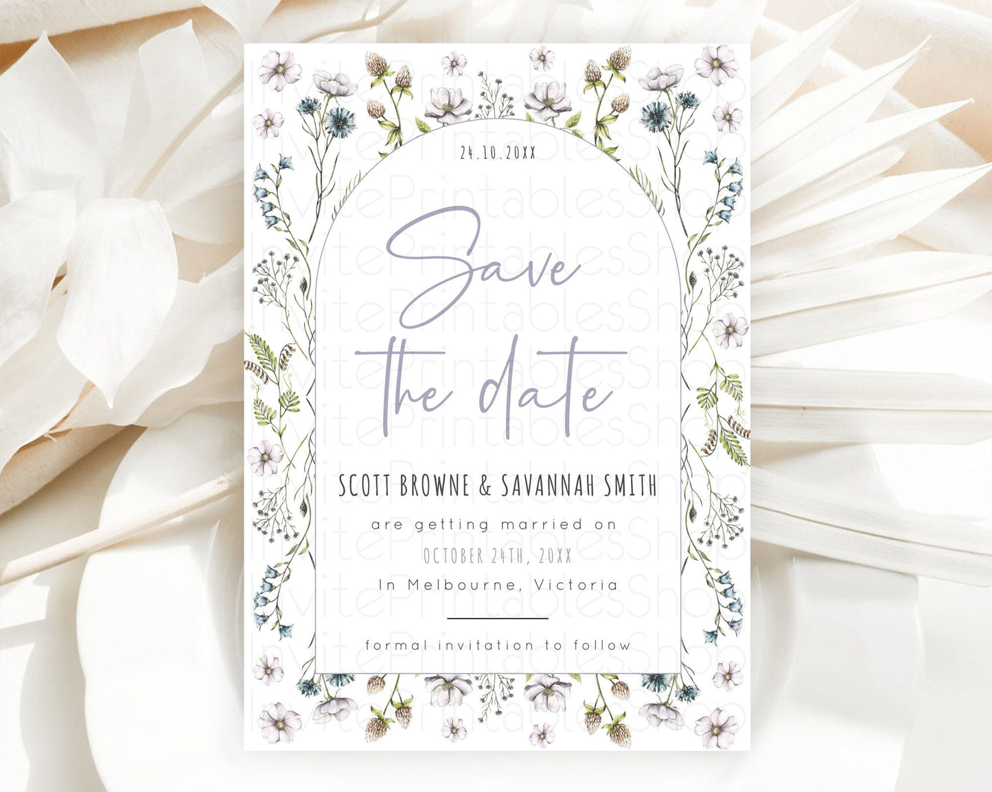 Wildflower Save The Date Template Secret Garden Save The Date Pastel Floral Garden Party Boho Flowers Birthday Baby Shower Wedding D10603