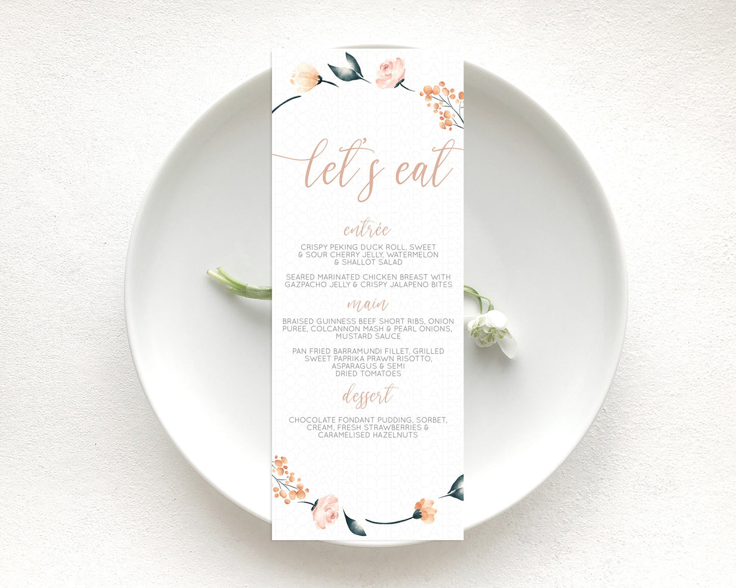 Secret Garden Menu Wildflower Menu Template Pastel Flower Garden Table Decor Boho Floral Dinner Dessert Floral Party Food Menu D10240