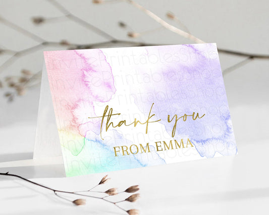 Pastel Thank You Rainbow Thank You Card Colorful Pastel Birthday Thank You Card Confetti Watercolor Pastel Teacher Thank You Cards D10215