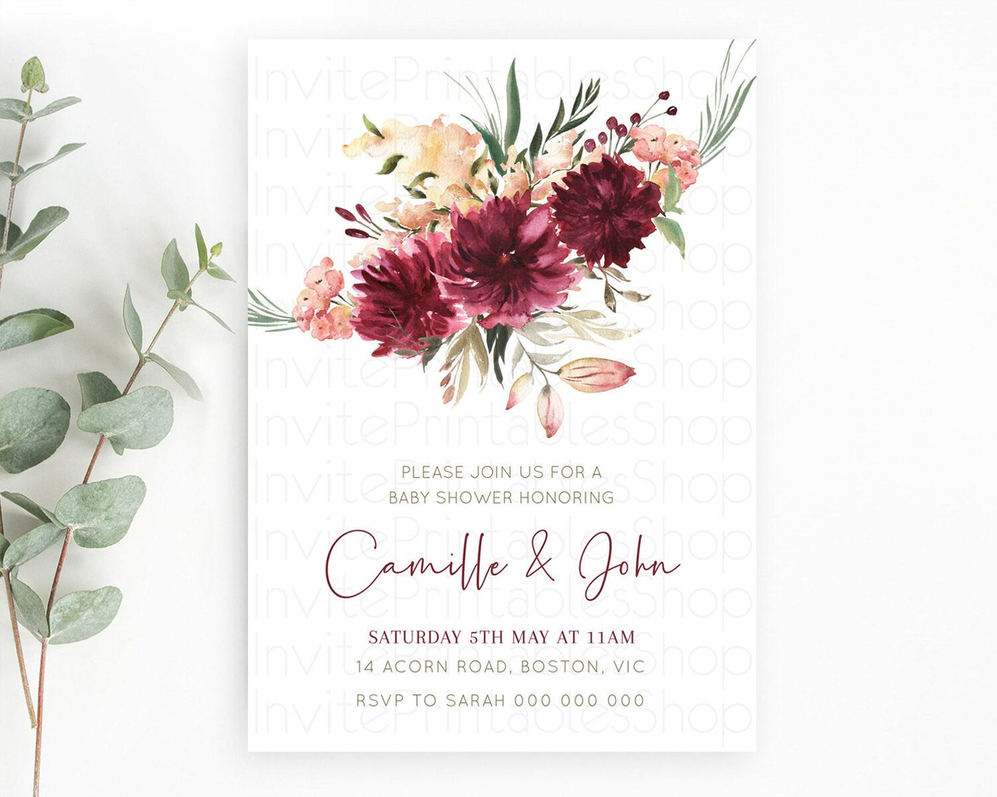 Wildflower Baby Shower Invitation Secret Garden Baby Shower Invitation Pastel Flowers Invite Enchanted Garden Shower Floral Theme D10685