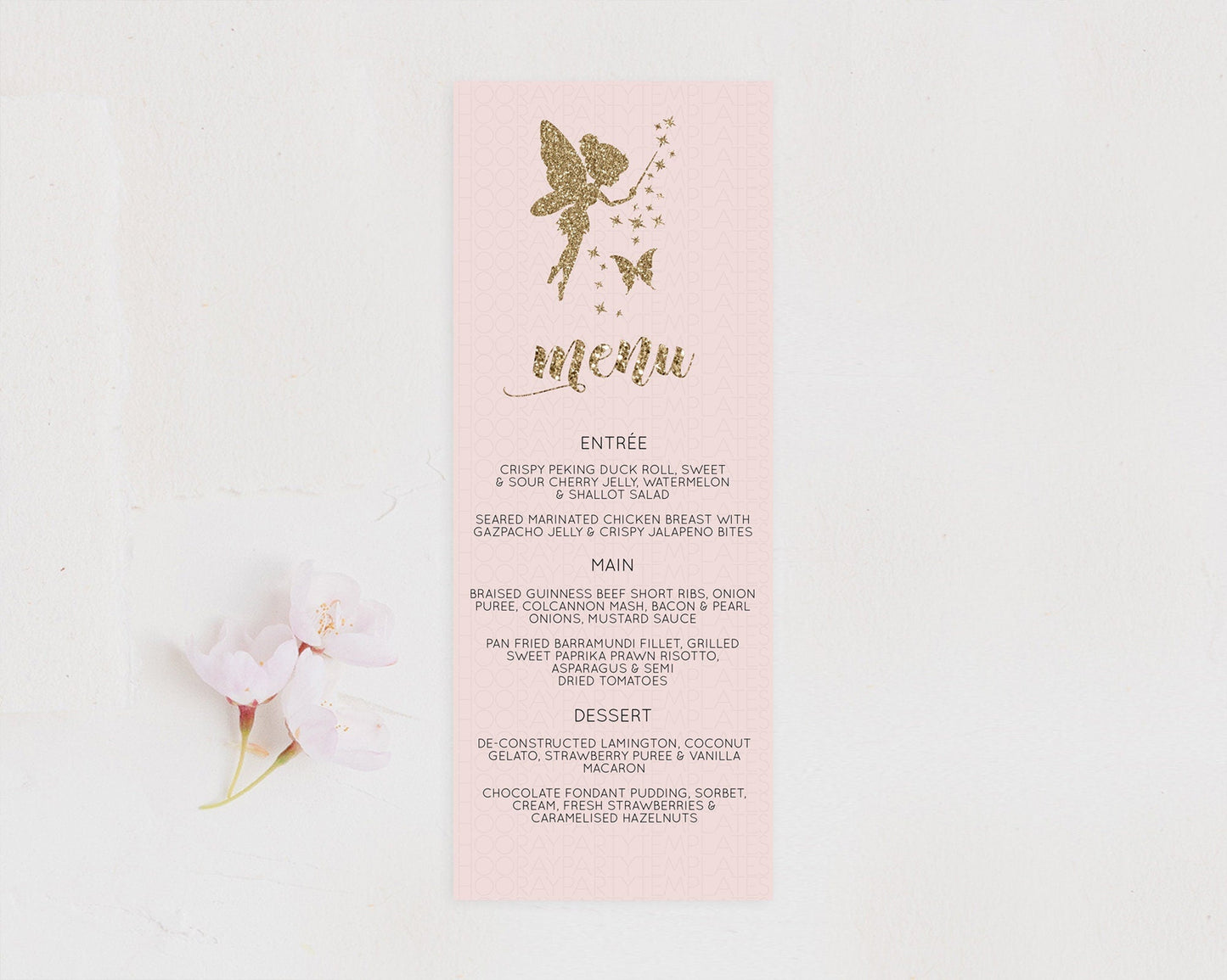 Fairy Menu Fairy Menu Template Enchanted Garden Pastel Floral Butterfly Table Decor Fairy Secret Garden Dinner Dessert Food Menu D10899