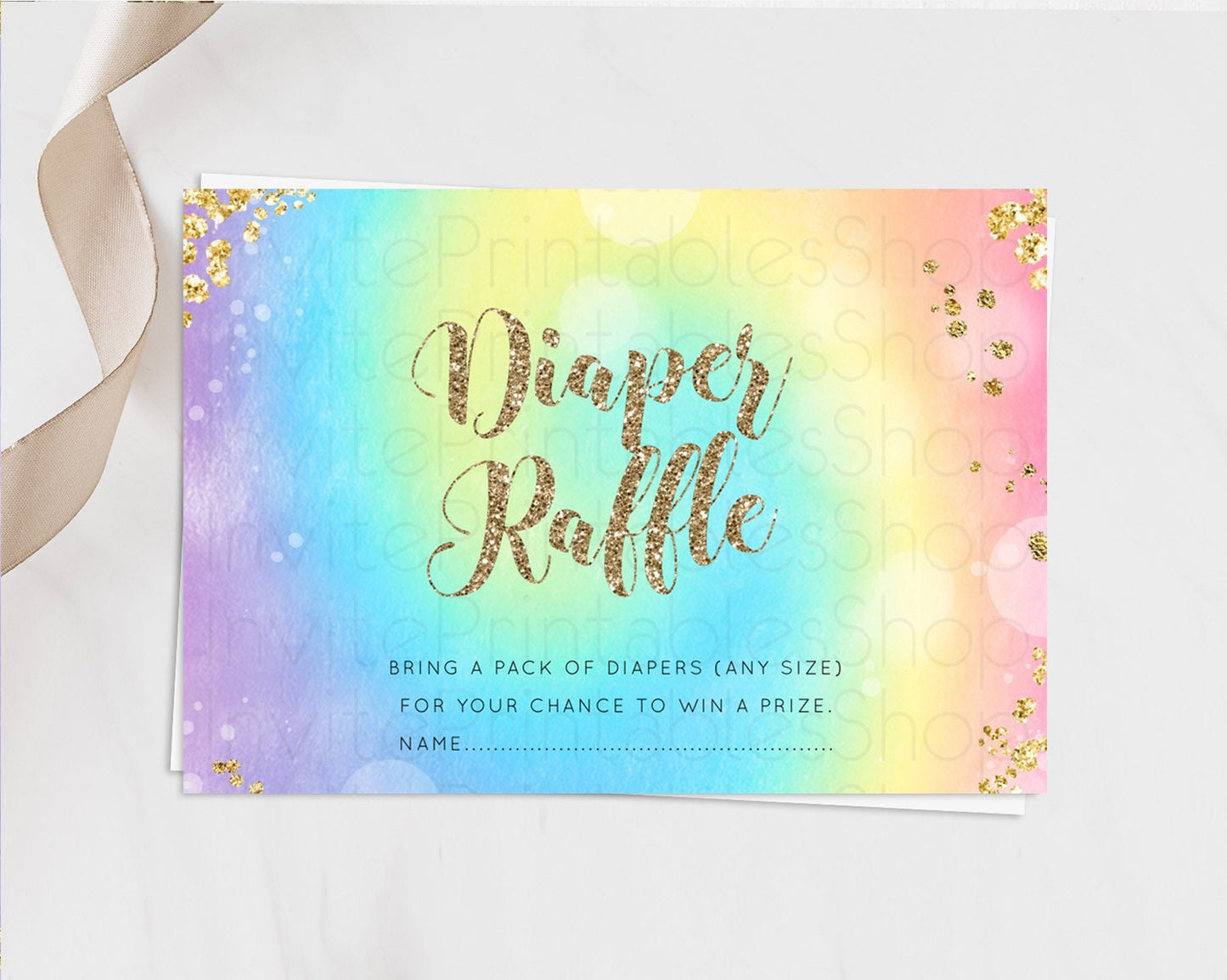 Tie Dye Diaper Raffle Card Rainbow Tie Dye Diaper Raffle Insert Pastel Rainbow Watercolor Diaper Ticket Tie Dye Colors Raffle Game D10568