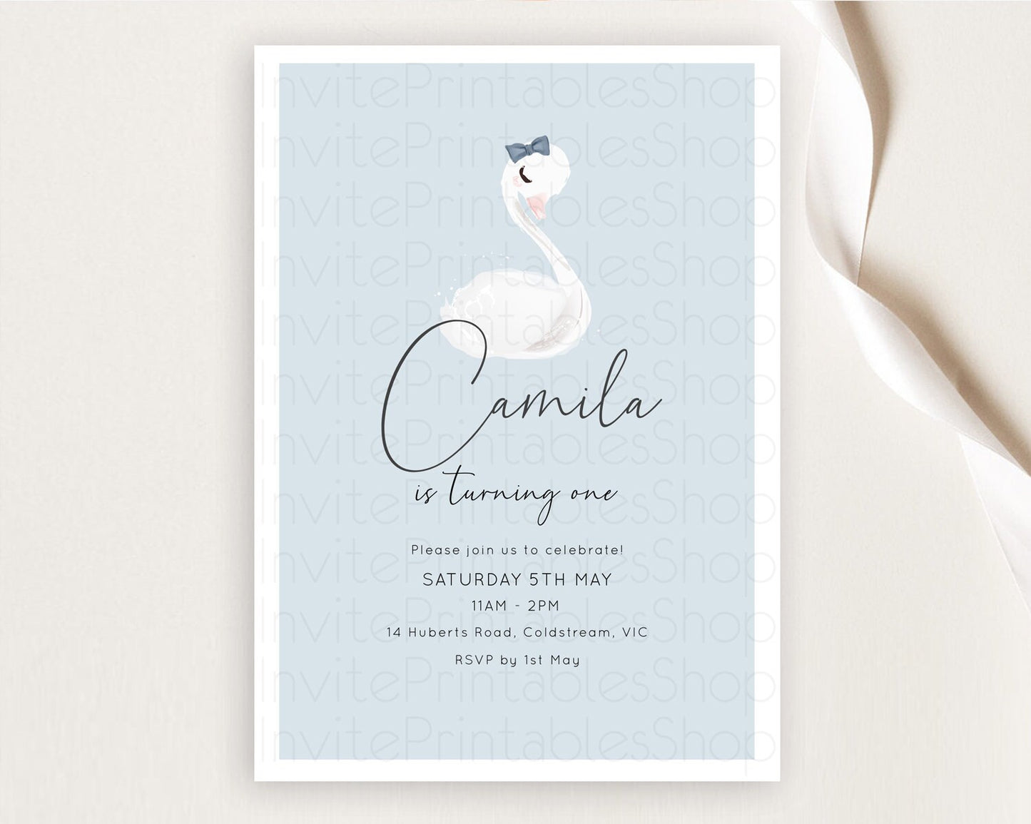 Swan Birthday Invitation Swan Princess Ballet Invitation Enchanted Forest Swan Lake Party Secret Garden Watercolour Pastel Floral D10760