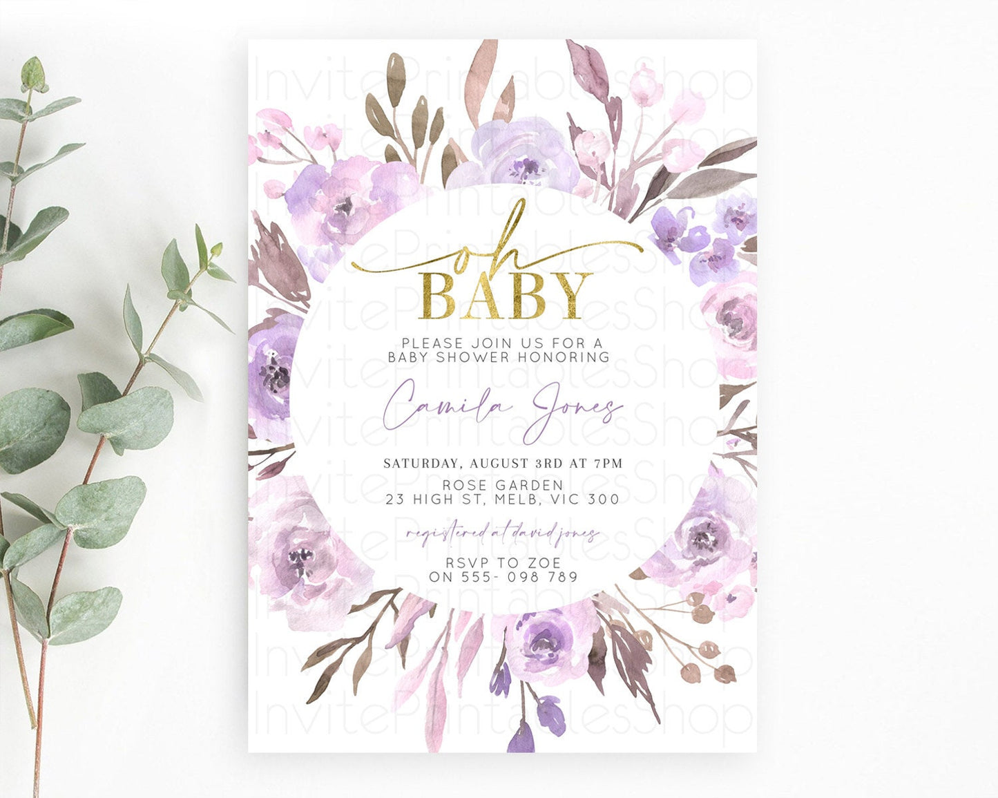 Wildflower Baby Shower Invitation Secret Garden Baby Shower Invitation Pastel Flowers Invite Enchanted Garden Shower Floral Theme D10201