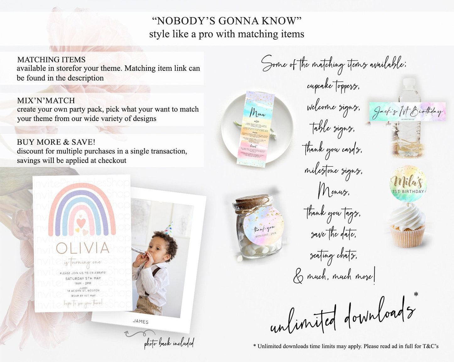 Pastel Rainbow Birthday Invitation Pastel Rainbow Invitation Rainbow Invitation Pastel Invitation Boho Rainbow 1st First Birthday D10788