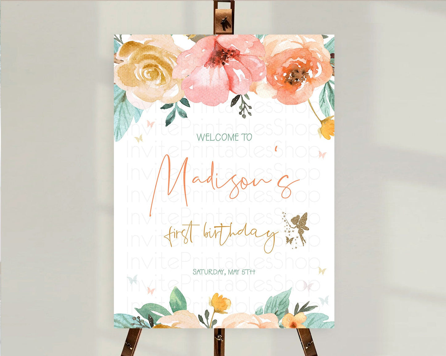 Fairy Welcome Sign Fairy Welcome Board Enchanted Garden Pastel Floral Butterfly Decor Secret Garden First Birthday Welcome Sign D10346