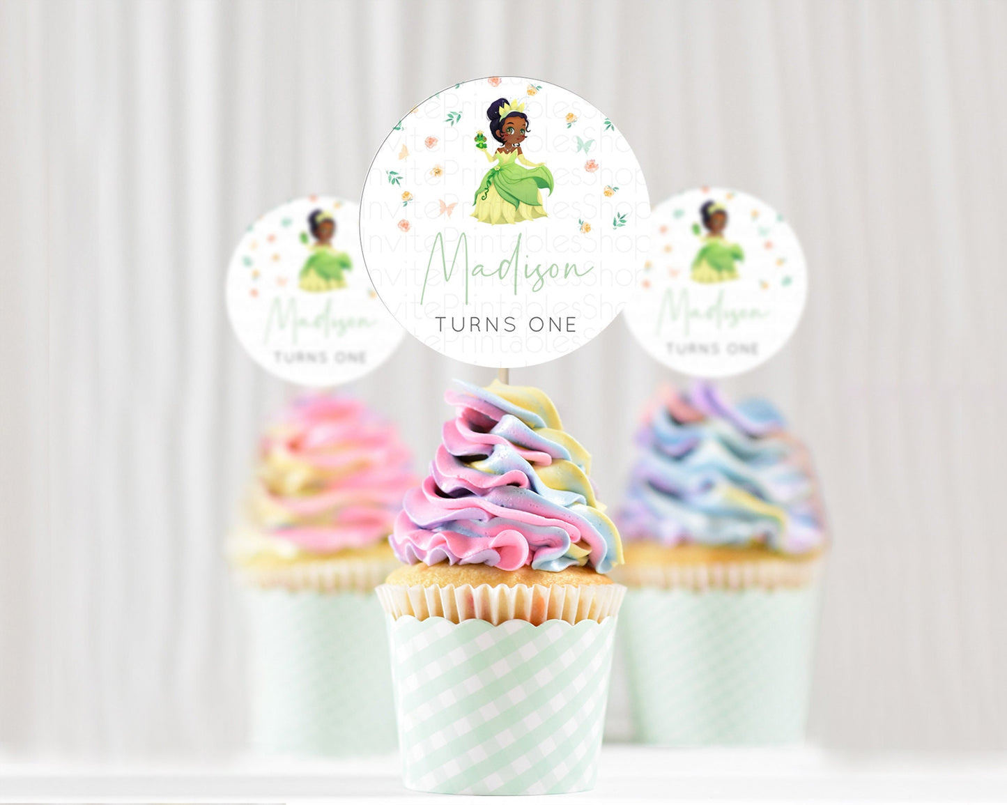 Princess Cupcake Toppers Castle Cupcake Toppers Royal Princess Décor Fairy Tale Enchanted Castle Pastel Floral Garden Table Number  D10358