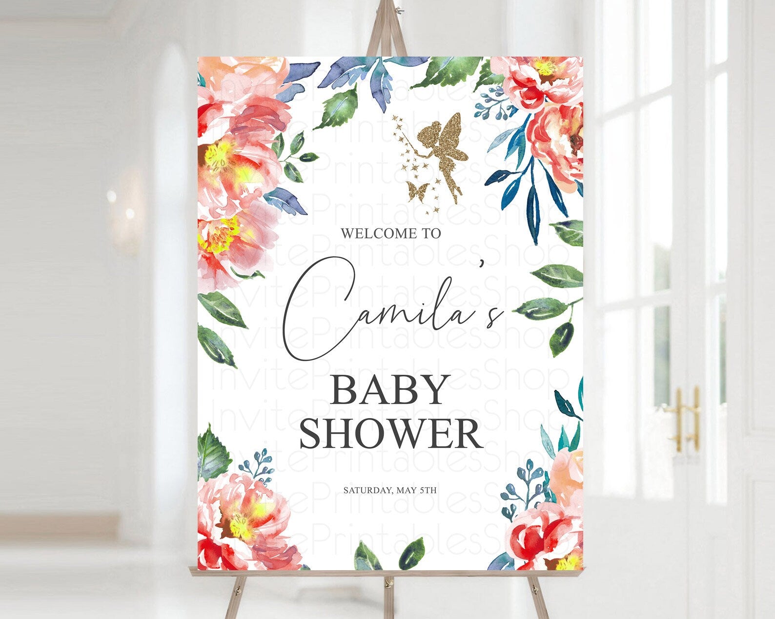 Editable Fairy Baby Shower Welcome Sign Fairy Welcome Board Enchanted Garden
