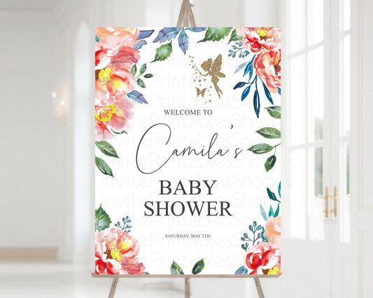 Editable Fairy Baby Shower Welcome Sign Fairy Welcome Board Enchanted Garden