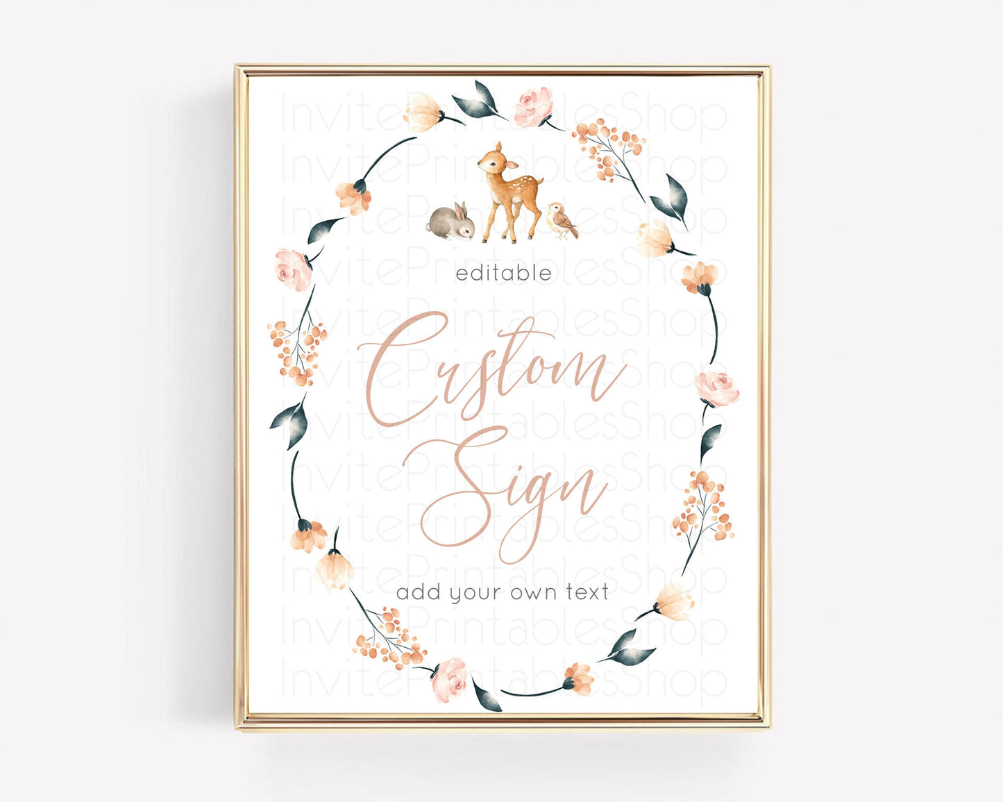 Fawn Deer Sign Pastel Floral Deer Table Sign Decor  Enchanted Forest Butterfly Party 1st Birthday Baptism Baby Shower Bridal Shower D10241