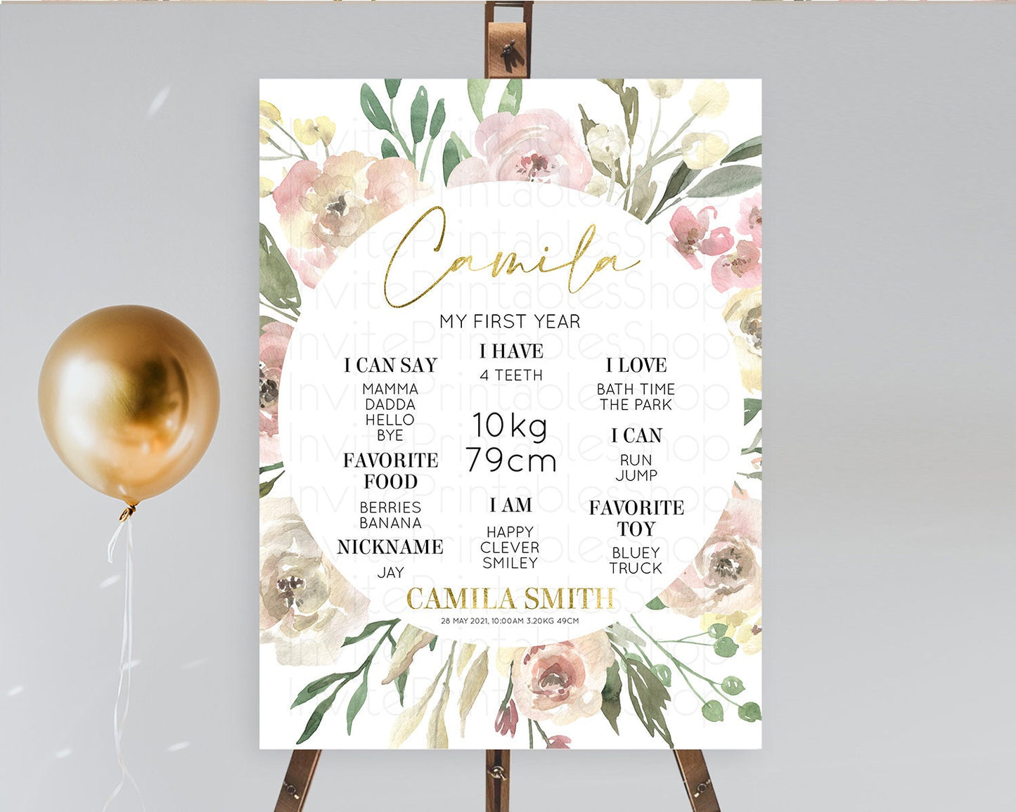 Secret Garden Milestone Board Wildflower First Birthday Milestone Poster Pastel Flowers Milestone Boho Wildflower 1st Birthday Sign D10202