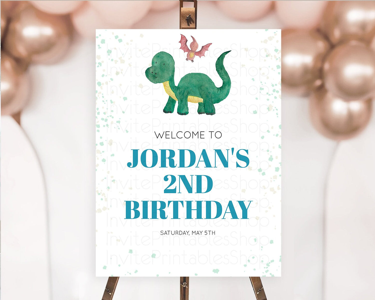 Dinosaur Welcome Sign Dinosaur Volcano Welcome Poster Dino Watercolor Volcano T-Rex Raptor Jurassic First Birthday Welcome Sign D10153