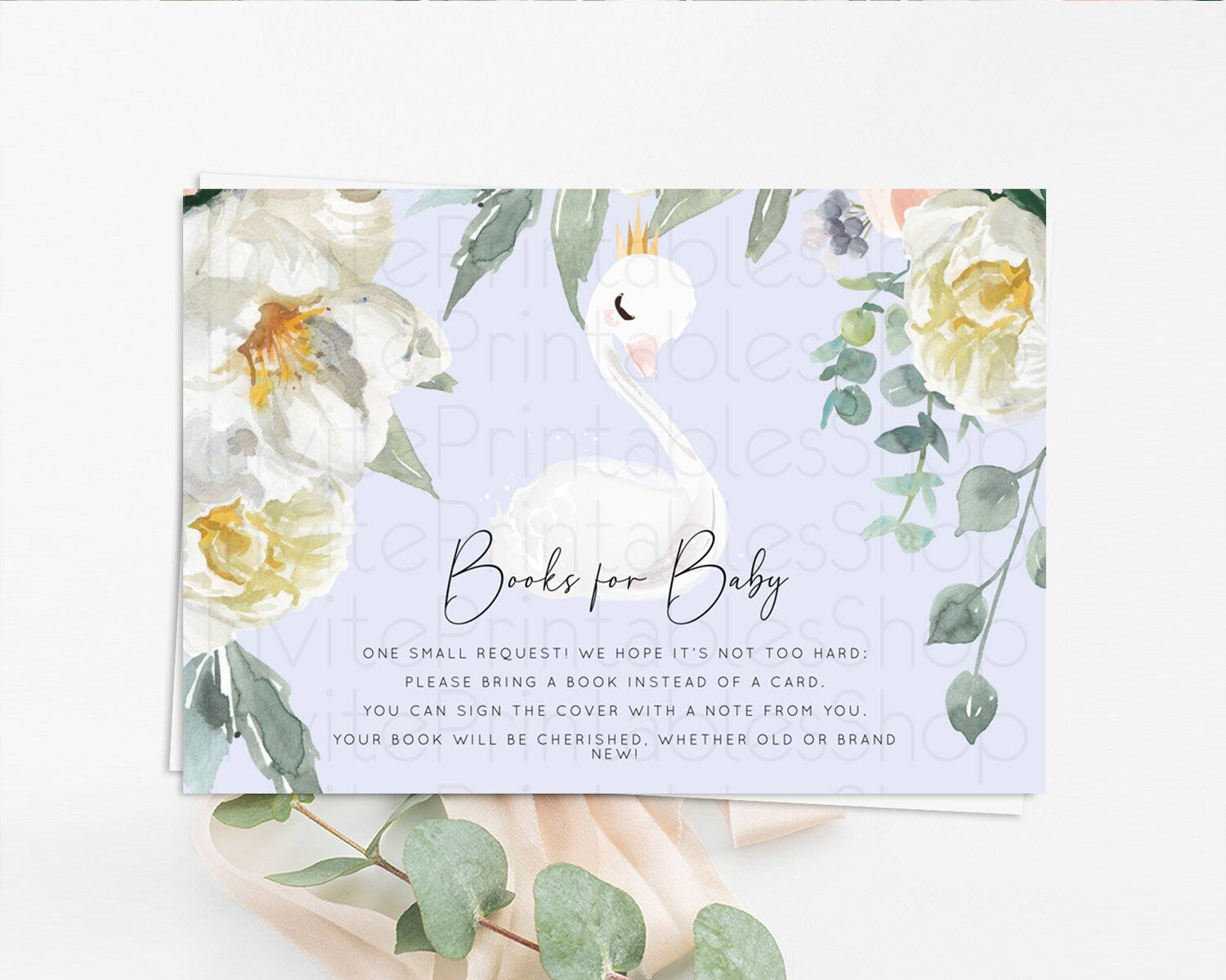 Editable Swan Books For Baby Card Swan Princess Ballet Book Insert Enchanted