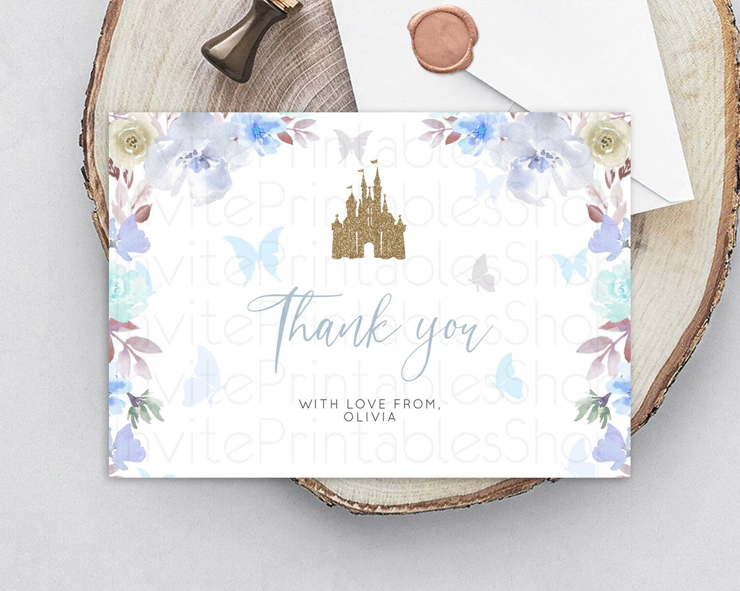 Editable Princess Thank You Castle Thank You Card Secret Garden Birthday Tha
