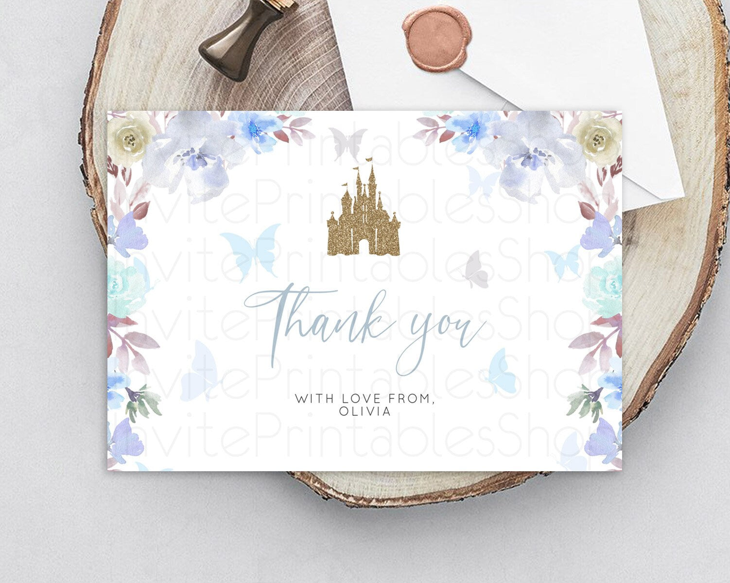 Editable Princess Thank You Castle Thank You Card Secret Garden Birthday Tha