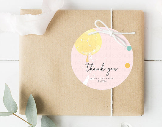 Editable Bunny Thank You Tags Bunny Balloon Thank You Gift Tags Colorful Pas