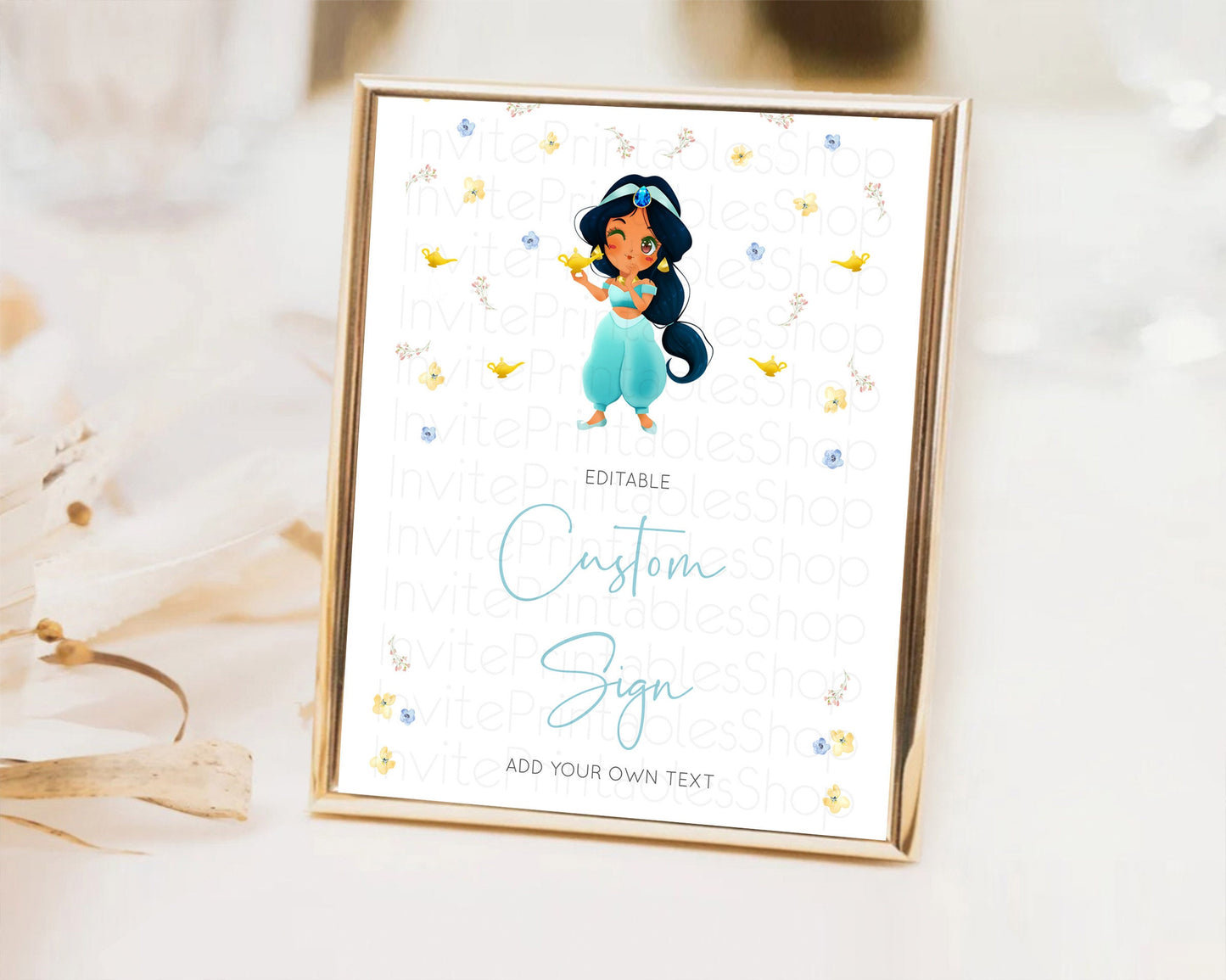 Editable Princess Party Table Sign Decor Secret Garden Enchanted Castle Past