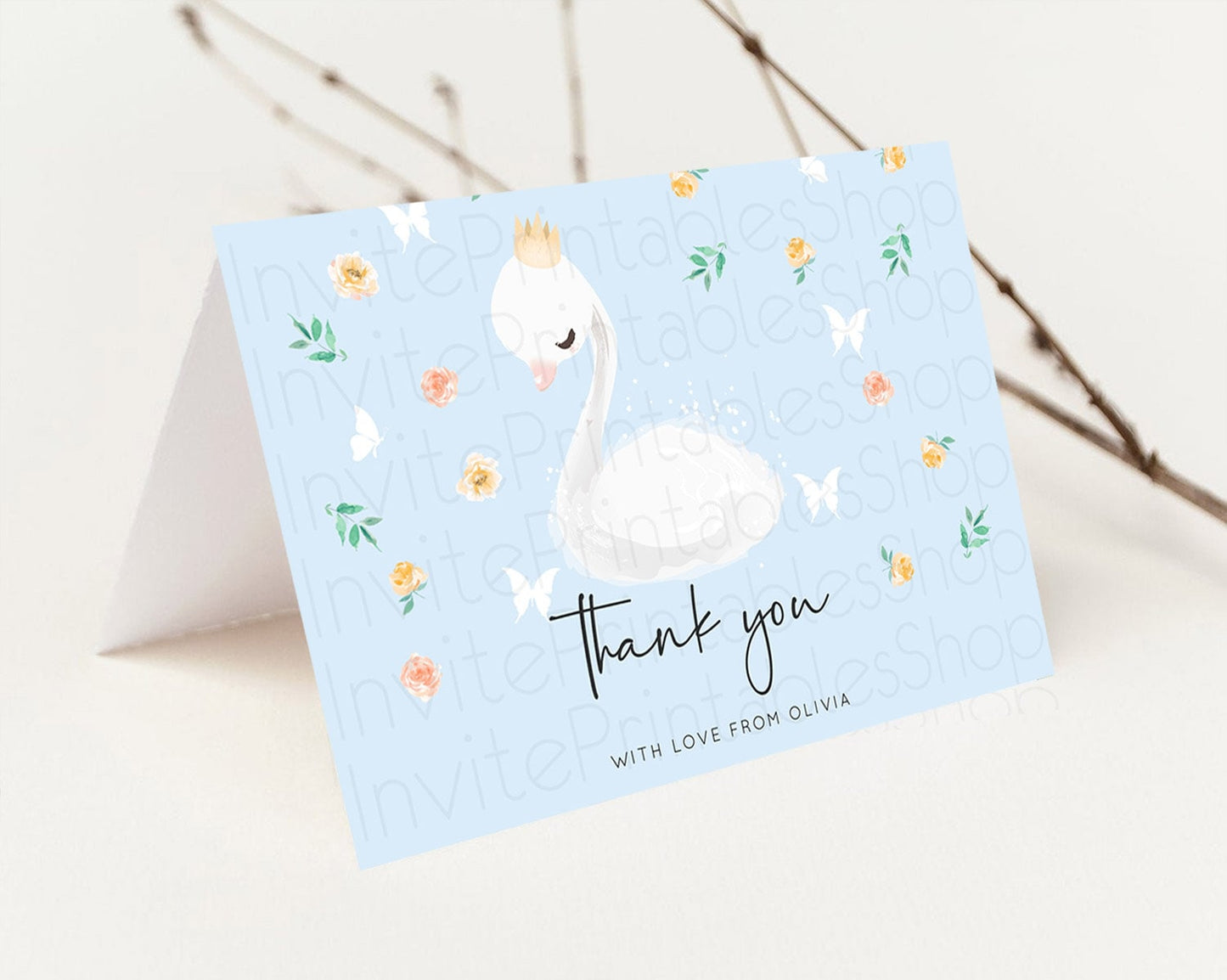 Editable Swan Thank You Swan Princess Ballet Thank You Card Swan Lake Birthd