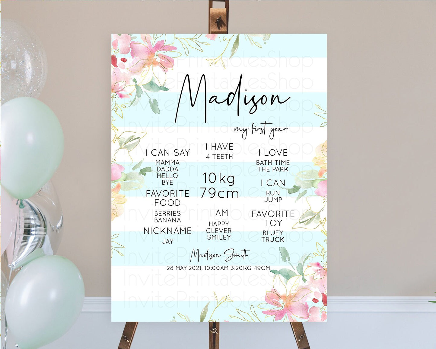 Secret Garden Milestone Board Wildflower First Birthday Milestone Poster Pastel Flowers Milestone Boho Wildflower 1st Birthday Sign D10303