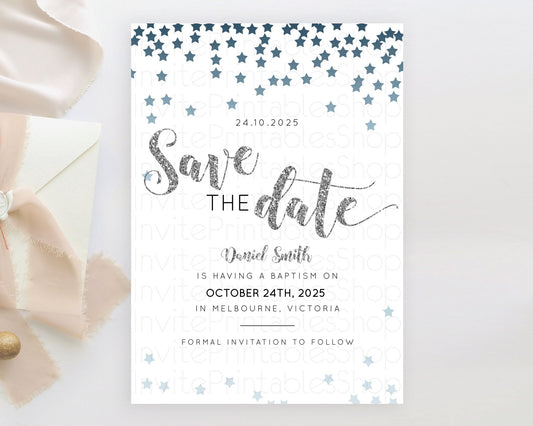 Twinkle Stars Save The Date Template Pastel Twinkle Little Star Party Shooting Star Confetti Sprinkles Birthday Baptism Baby Shower D10330