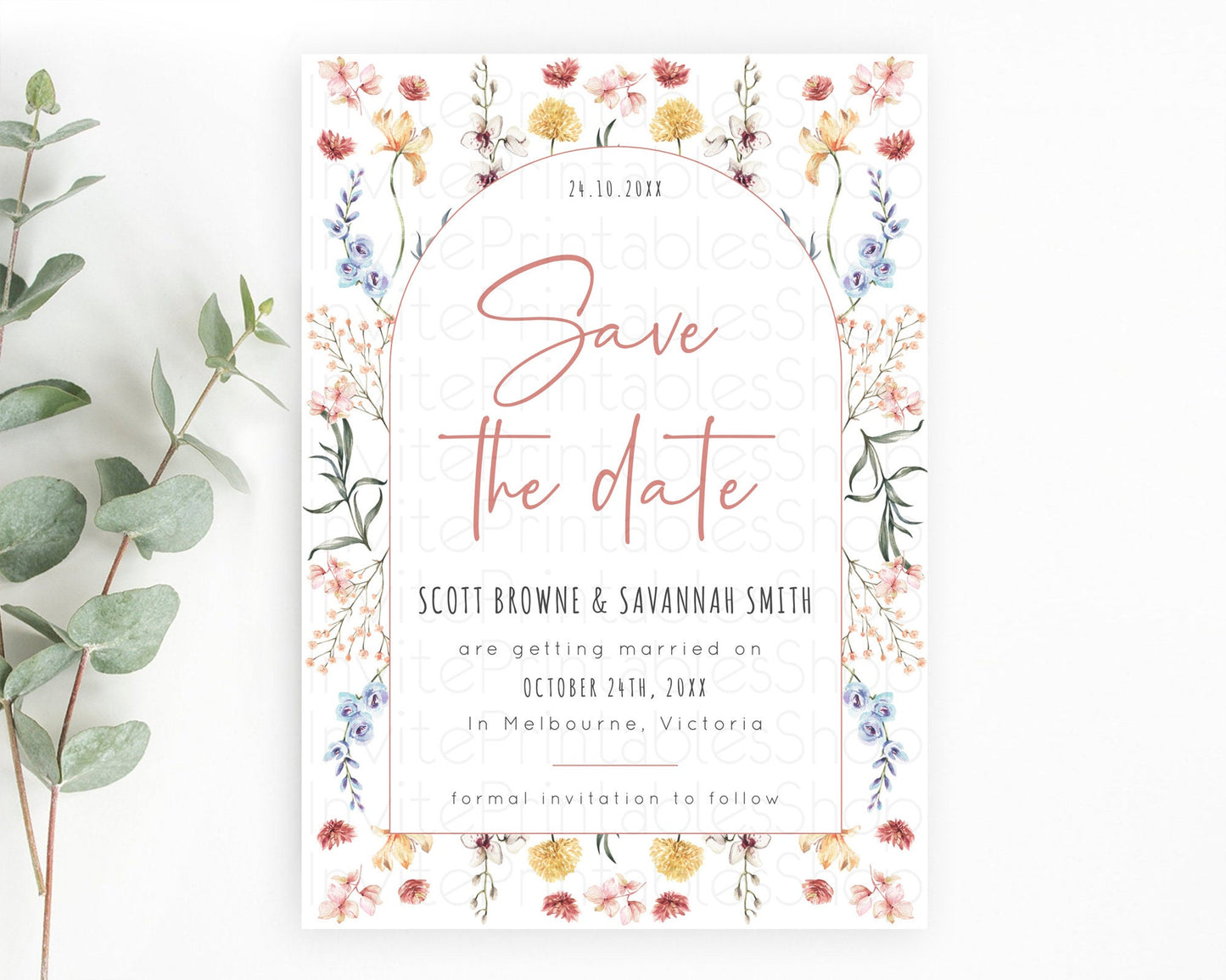 Wildflower Save The Date Template Secret Garden Save The Date Pastel Floral Garden Party Boho Flowers Birthday Baby Shower Wedding D10682