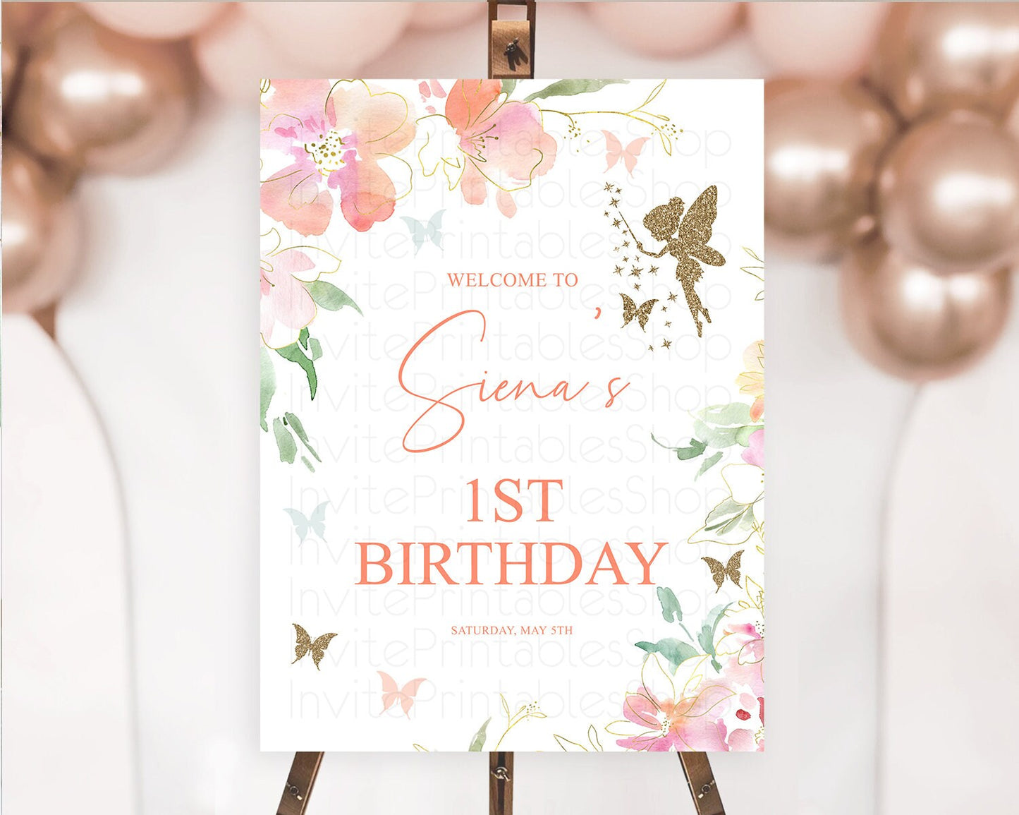 Fairy Welcome Sign Fairy Welcome Board Enchanted Garden Pastel Floral Butterfly Decor Secret Garden First Birthday Welcome Sign D10934
