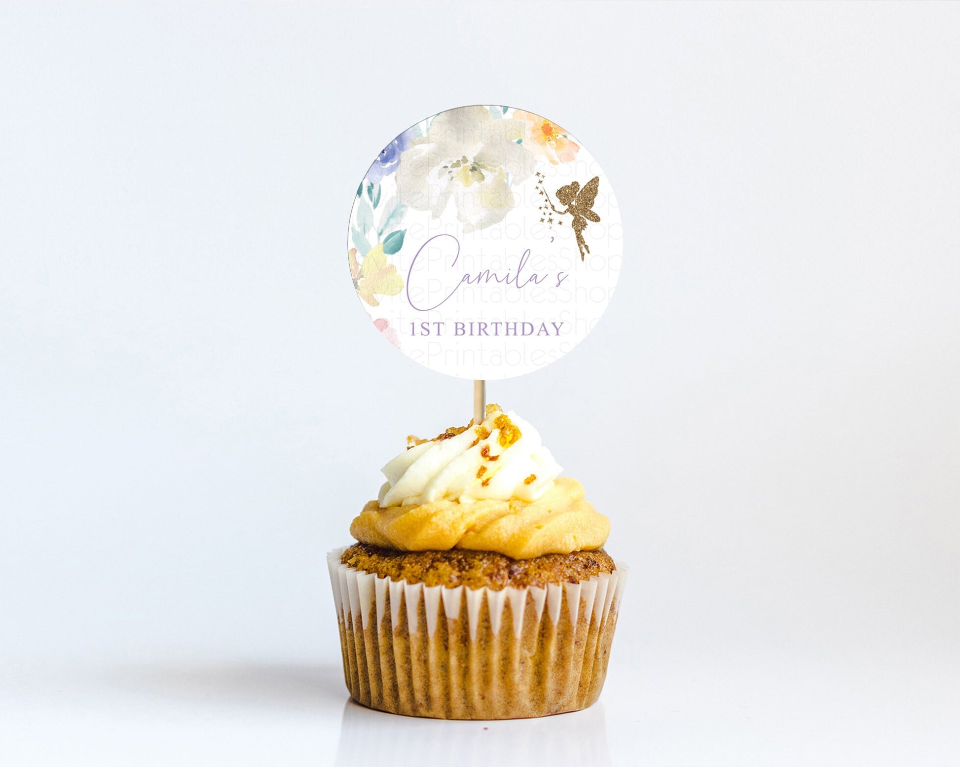 Editable Fairy Cupcake Toppers Pastel Fairy Cupcake Toppers Fairy Floral Gar