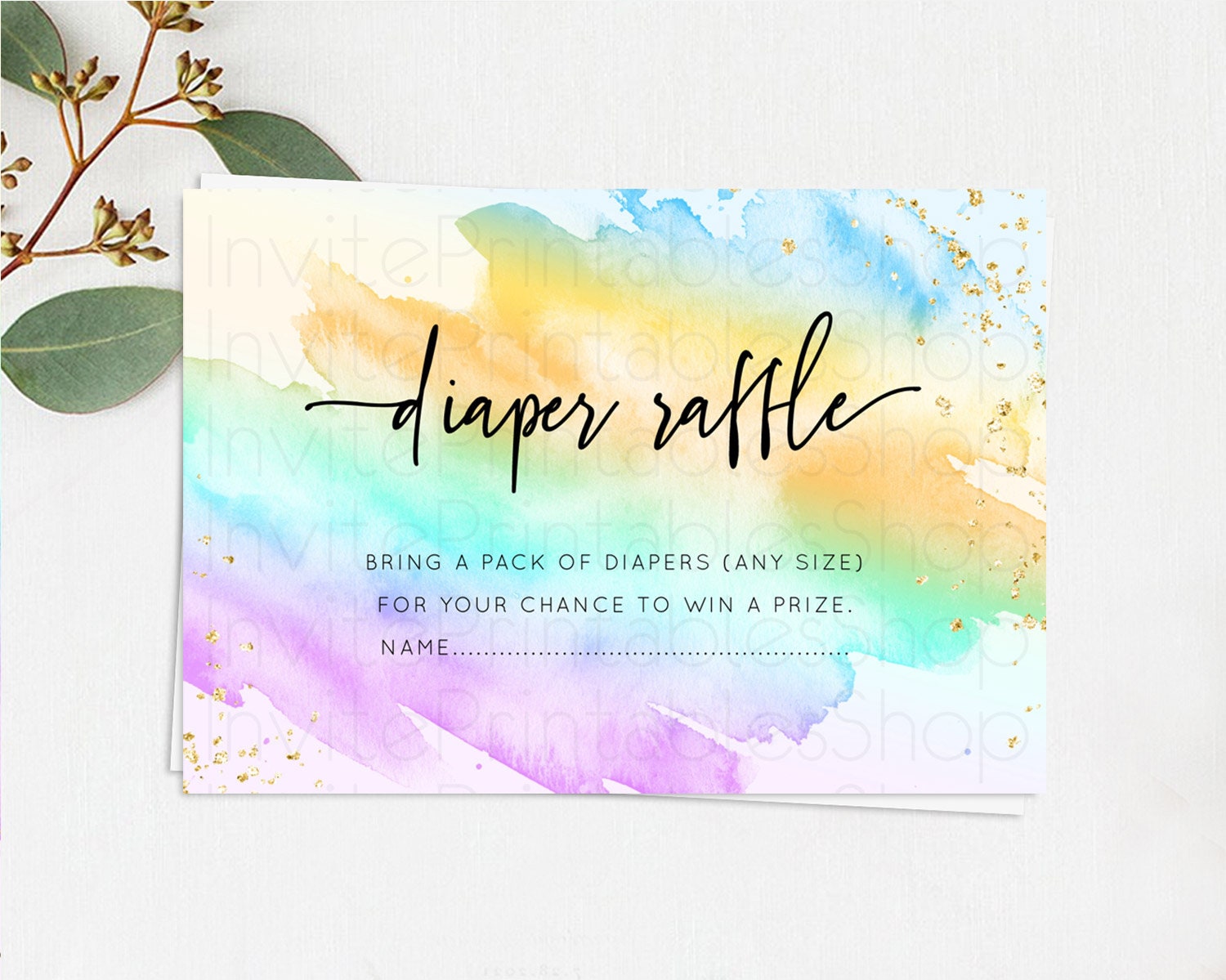 Editable Pastel Diaper Raffle Card Pastel Rainbow Diaper Raffle Insert Color