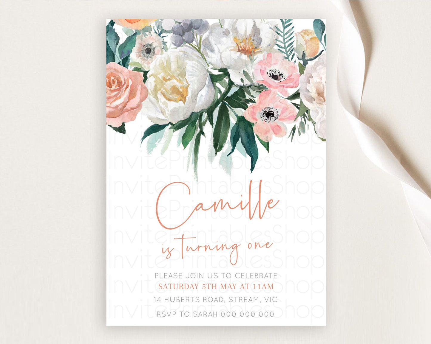 Secret Garden Invitation Wildflower Birthday Invitation Pastel Flowers Invite Enchanted Garden Boho Floral 3rd 2nd First Birthday D10717