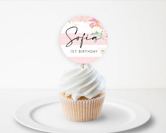 Editable Secret Garden Cupcake Toppers Wildflower Cupcake Toppers Pastel Flo