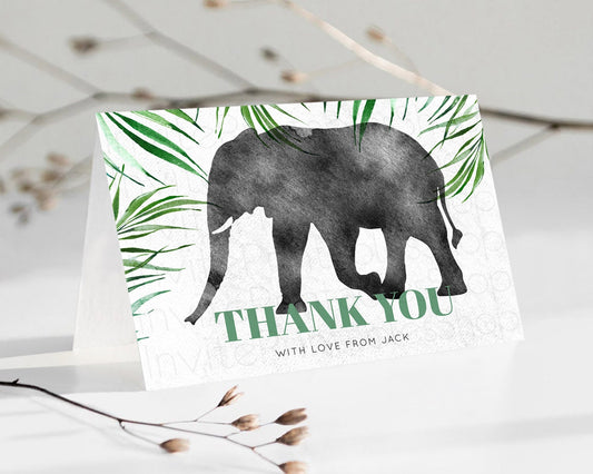 Editable Pastel Elephant Thank You Rainbow Elephant Thank You Card Colorful