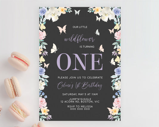 Editable Secret Garden Invitation Wildflower Birthday Invitation Pastel Flow
