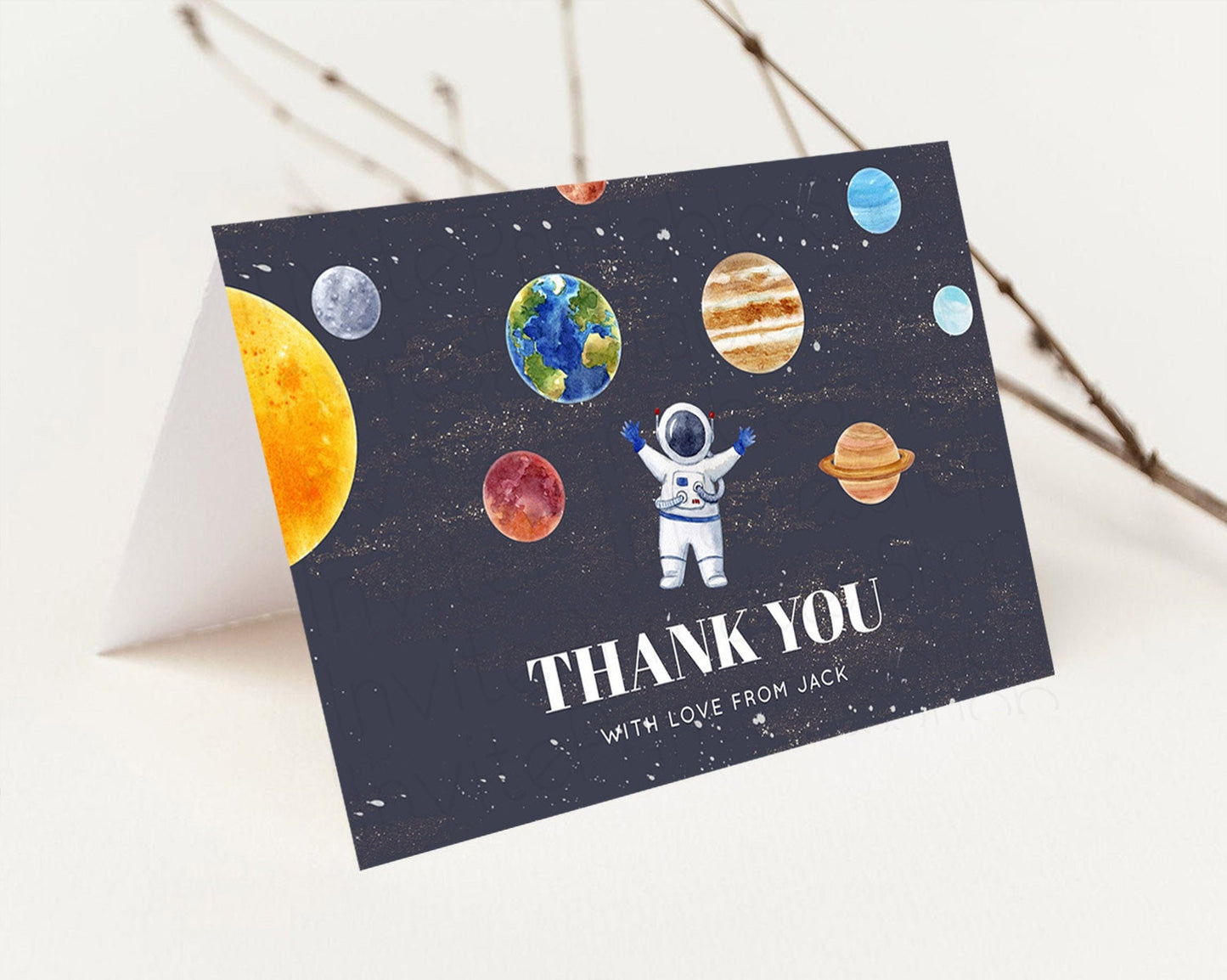 Space Thank You Space Thank You Card First Trip Around the Sun Thank You Card Planets Solar System First Birthday Thank You Cards D10144