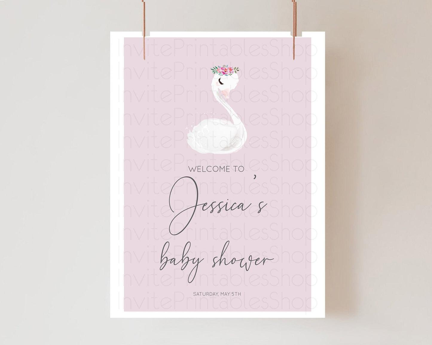 Swan Baby Shower Welcome Board Swan Princess Ballet Welcome Sign Enchanted Swan Lake Secret Garden Pastel Floral Swan Welcome Sign D10758