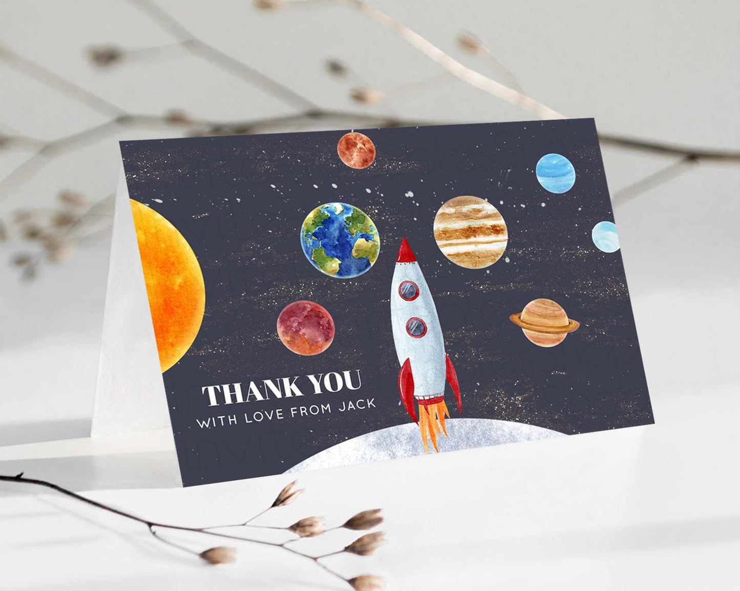 Space Thank You Space Thank You Card First Trip Around the Sun Thank You Card Planets Solar System First Birthday Thank You Cards D10430