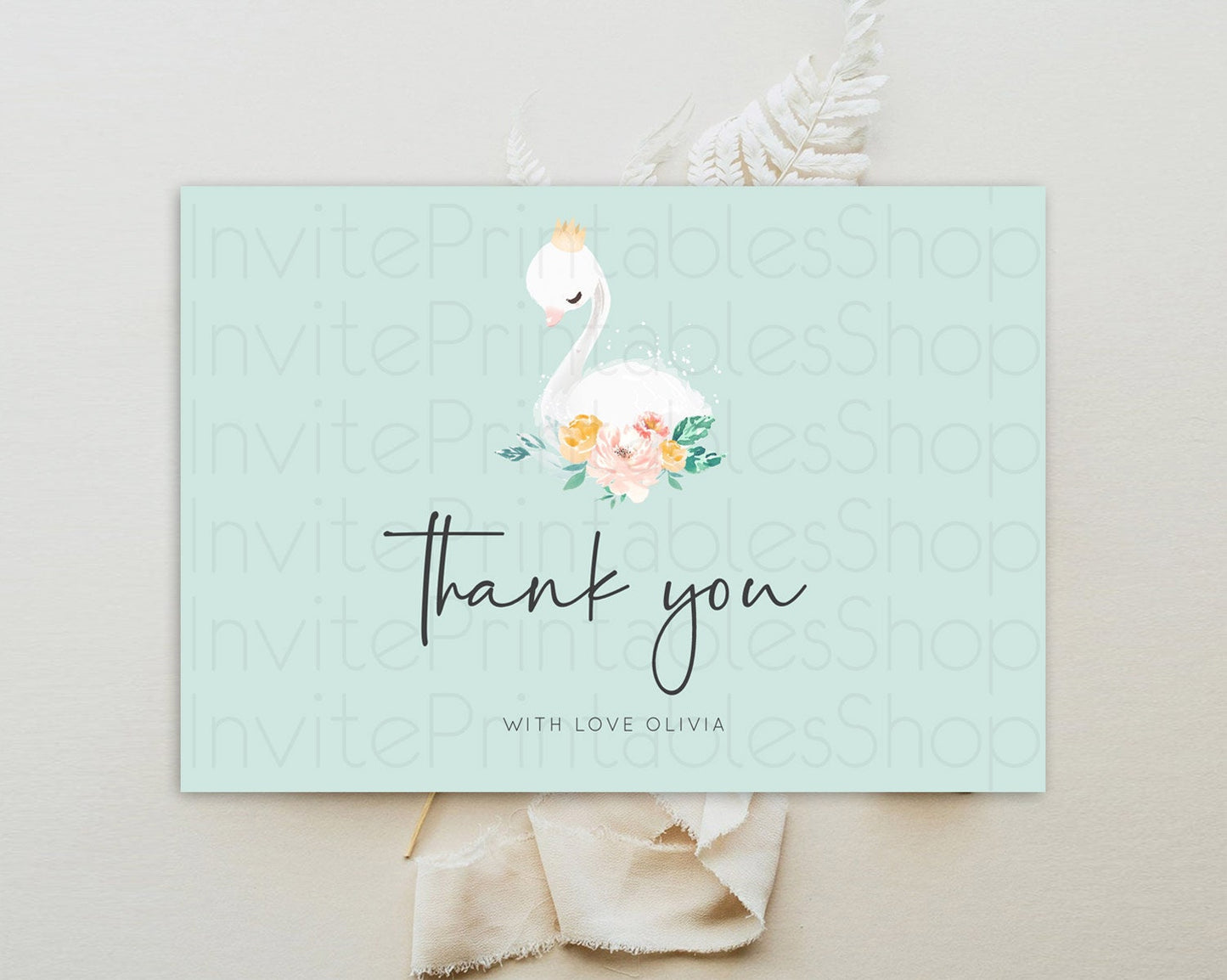 Swan Thank You Swan Princess Ballet Thank You Card Swan Lake Birthday Thank You Cards Secret Garden Pastel Floral Teacher Thank You D10905