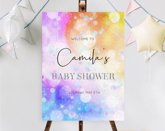 Rainbow Welcome Sign Pastel Welcome Board Colorful Pastel Watercolor Iridescent Sprinkles Ombre Pastel Decor Pastel Welcome Poster D10690