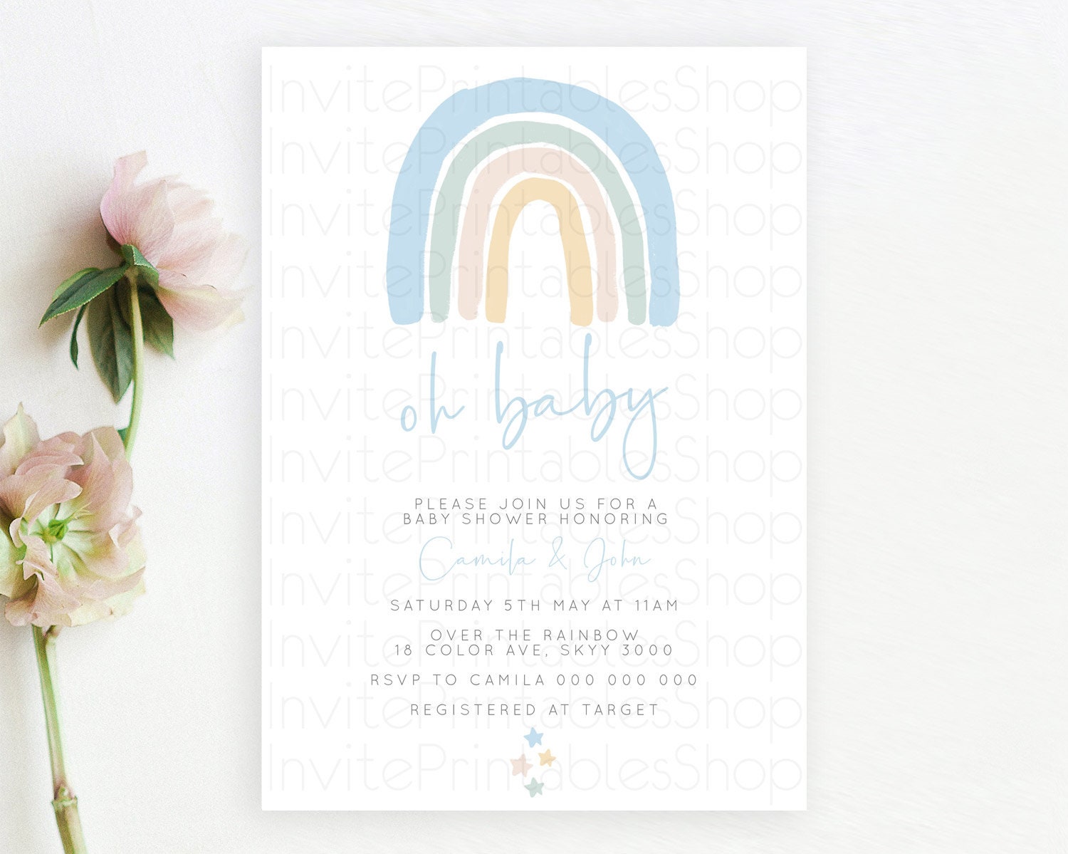 Editable Pastel Rainbow Baby Shower Invitation Pastel Rainbow Invitation Rai