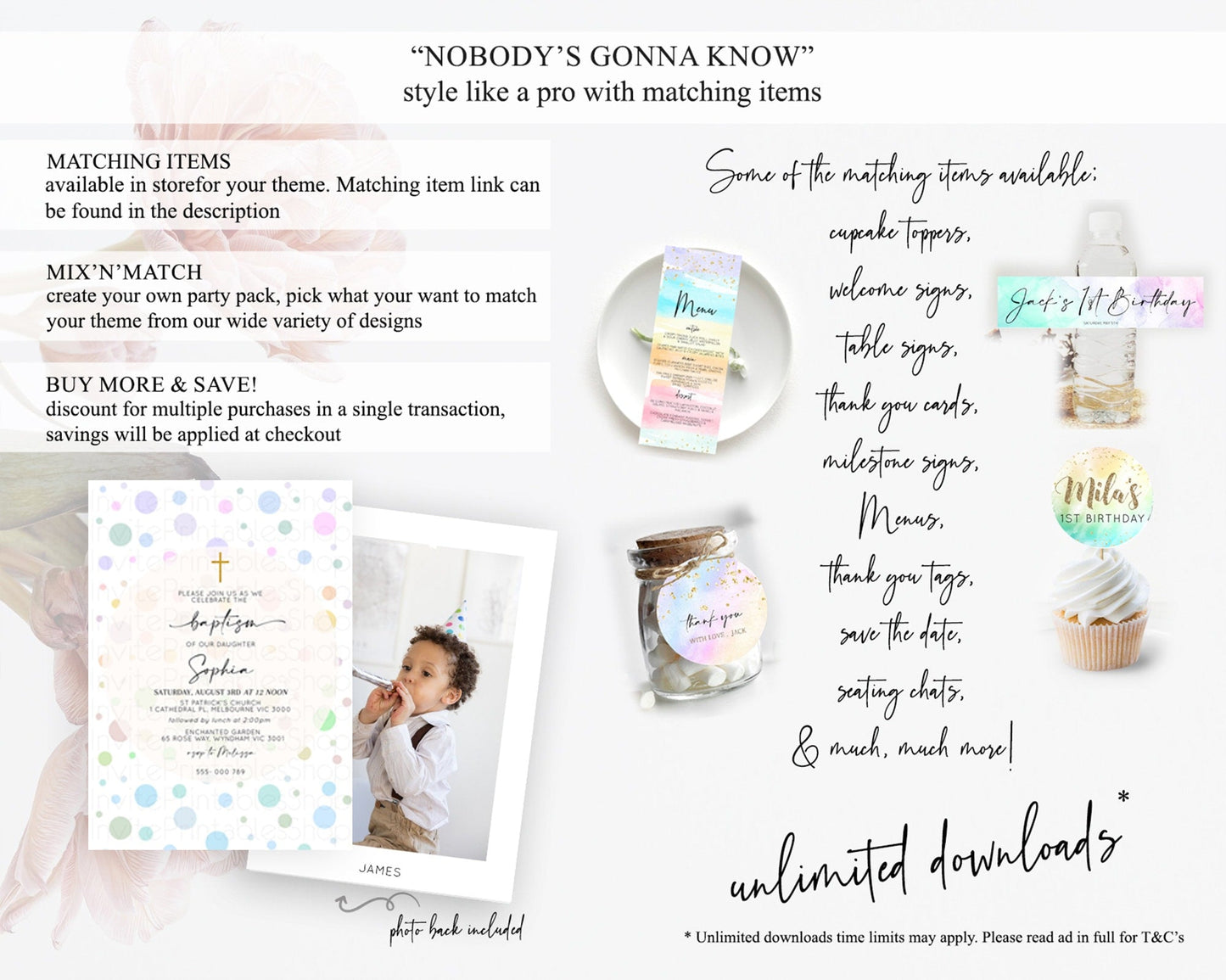 Pastel Baptism Invitation Pastel Confetti Baptism 1st Birthday Invitation Colorful Rainbow Confetti Bubbles Christening Invitation D10135