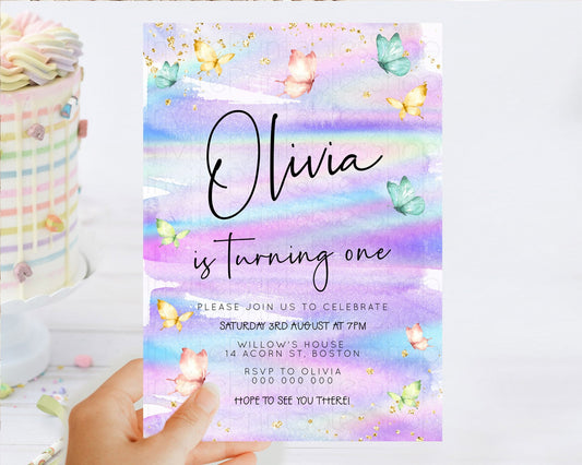 Editable Pastel Butterfly Birthday Invitation Butterfly Birthday Invitation