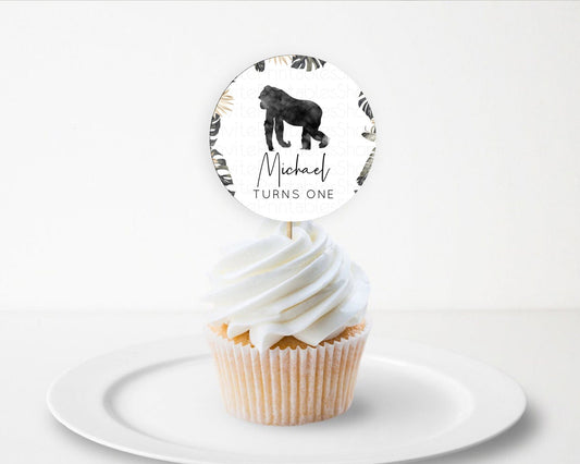 Editable Gorilla Cupcake Toppers Jungle Gorilla Cupcake Gorilla Party Decor