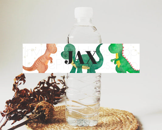 Dinosaur Water Label Template Dinosaur Volcano Watercolor Volcano T-Rex Raptor Jurassic Party Decor 1st Birthday Baptism Baby Shower D10153