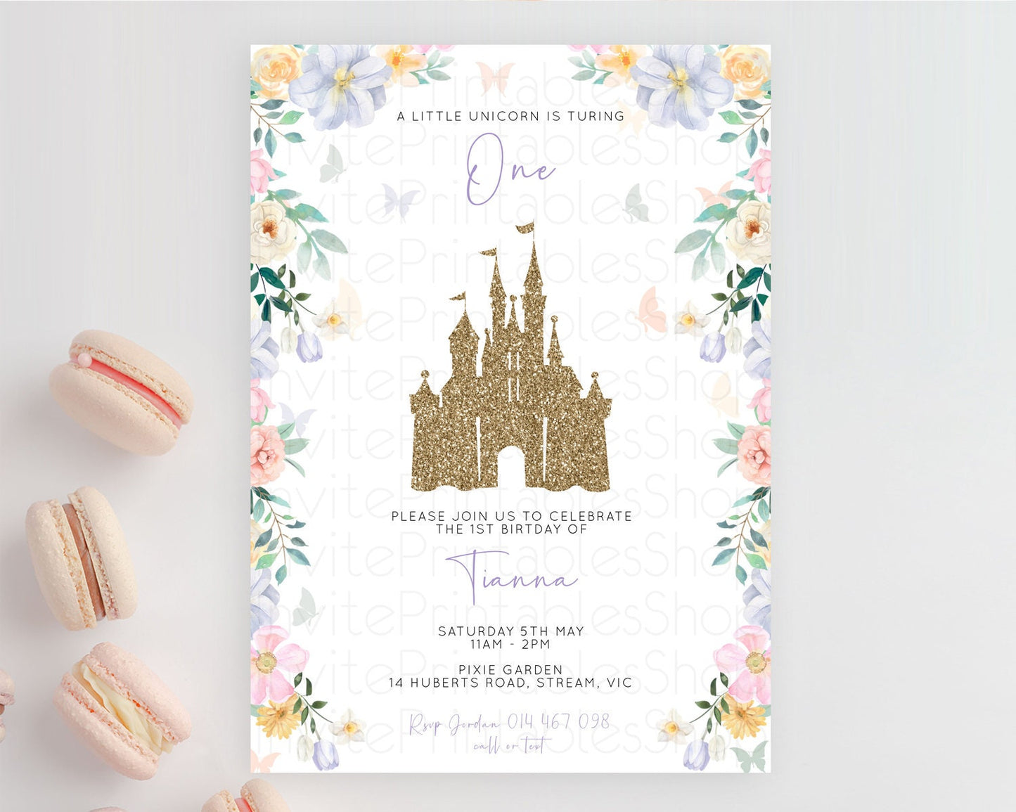 Editable Princess Birthday Invitation Castle Invitation Royal Birthday Fairy