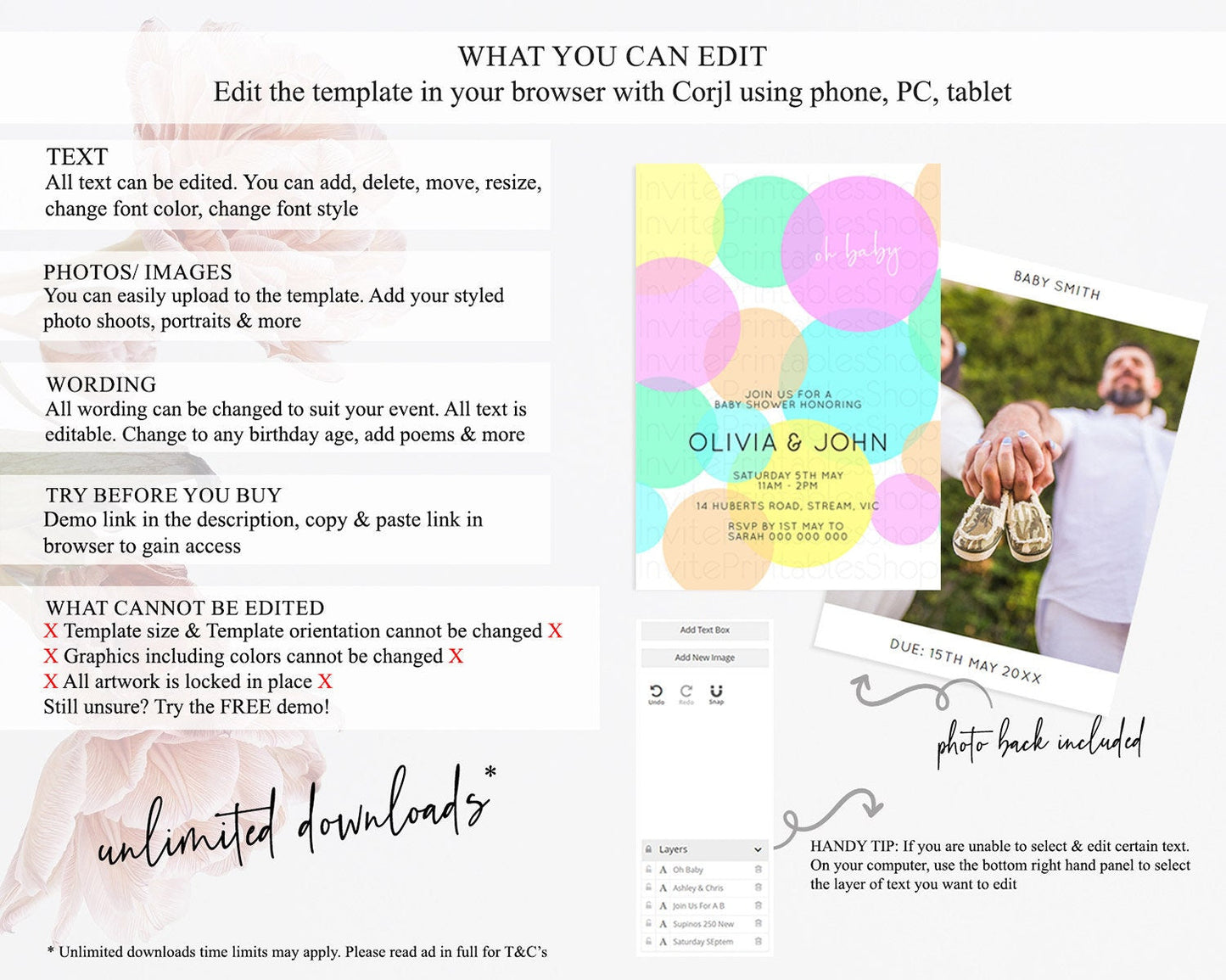 Pastel Rainbow Baby Shower Invitation Pastel Confetti Invitation Sprinkles Bubbles Invitation Colorful Rainbow Confetti Theme D10409